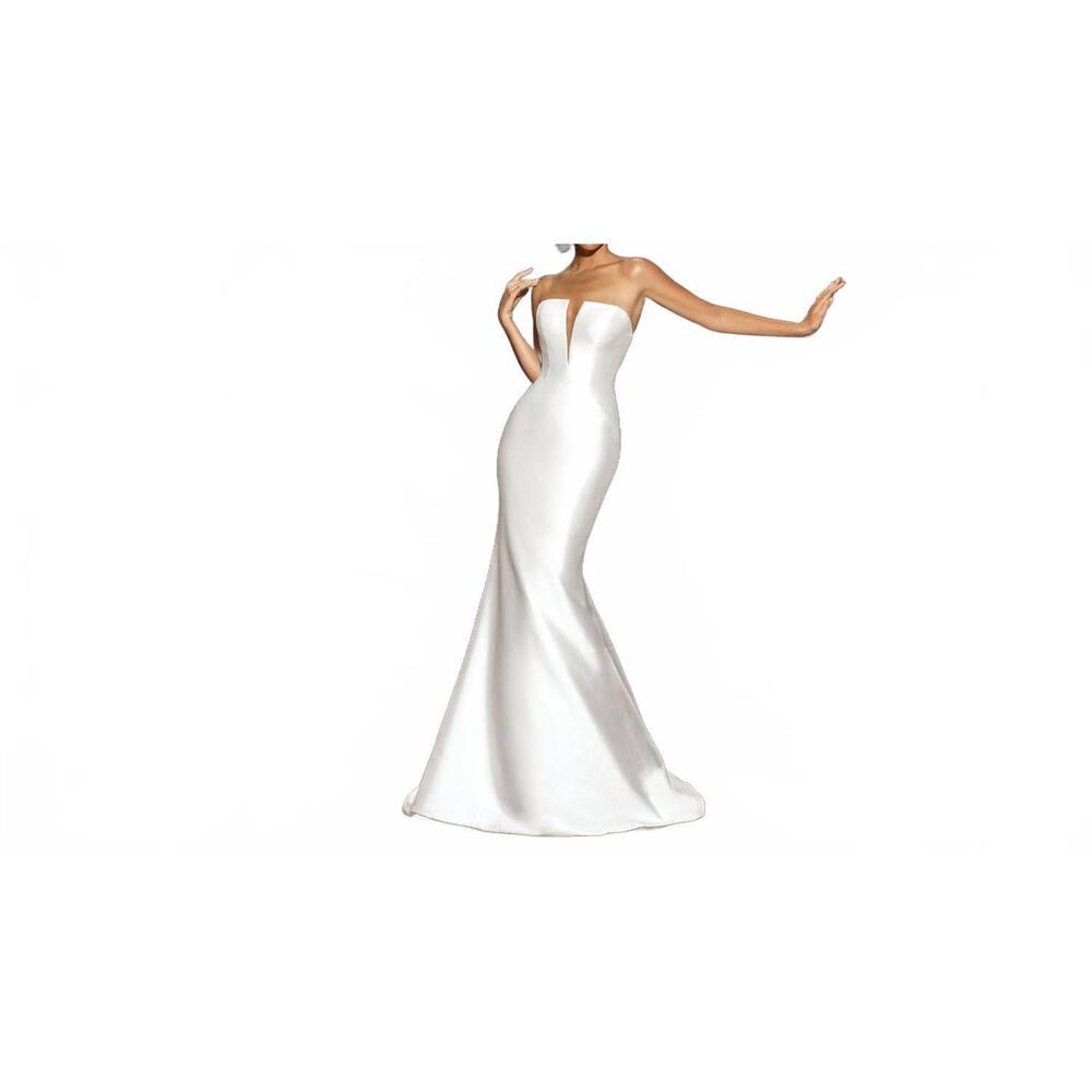 NEW KITTY CHEN COUTURE mckenna all over satin dress in diamond white/tan